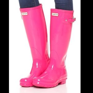 Hot Pink Glossy Hunter Boots